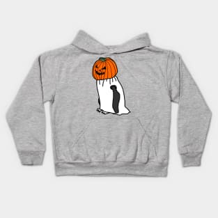 Penguin Wearing Halloween Horror Pumpkin Ghost Costume Kids Hoodie